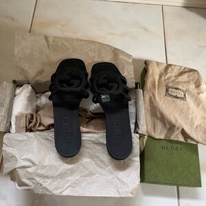 Gucci Black Logo Sandals